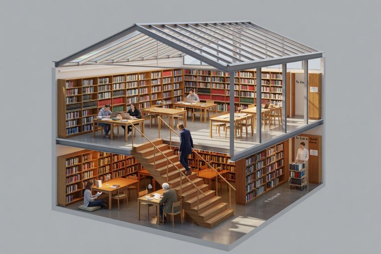 Grok Imagine Image: Courtyard Library Cutaway