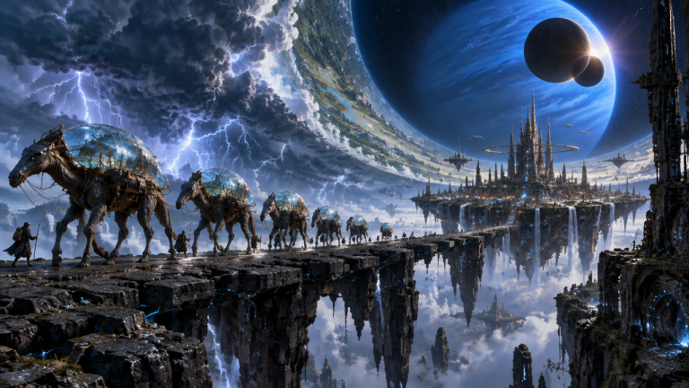GPT Image 2.5 Flare: Ringworld Storm Caravan