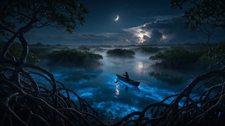 Seedream 5.0 Pro: Bioluminescent Mangrove Lagoon