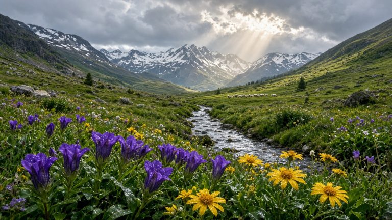 Grok Imagine Image V2: Alpine Wildflower Valley