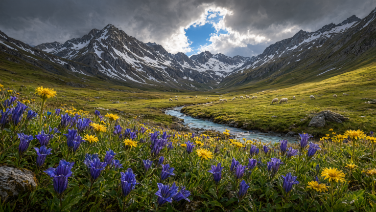 Alibaba Qwen Image 3.0 Pro: Alpine Wildflower Valley