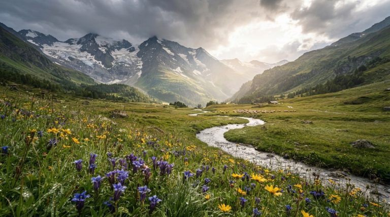 Nano Banana 2 Lite: Alpine Wildflower Valley