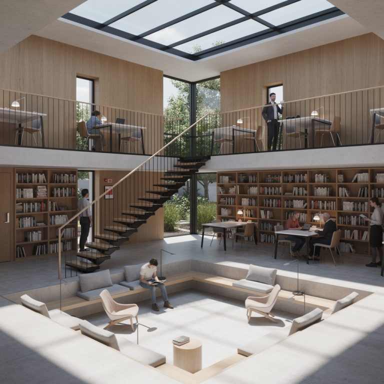 FLUX.2 Pro: Courtyard Library Cutaway