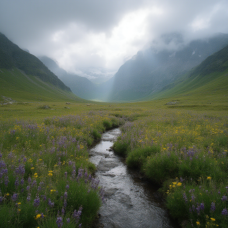 Hunyuan FLUX SRPO: Alpine Wildflower Valley