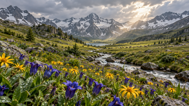 GPT Image 2.5 Sunburst: Alpine Wildflower Valley