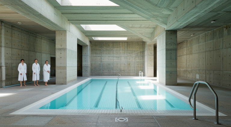 Wan Image Small: Brutalist Bathhouse Interior