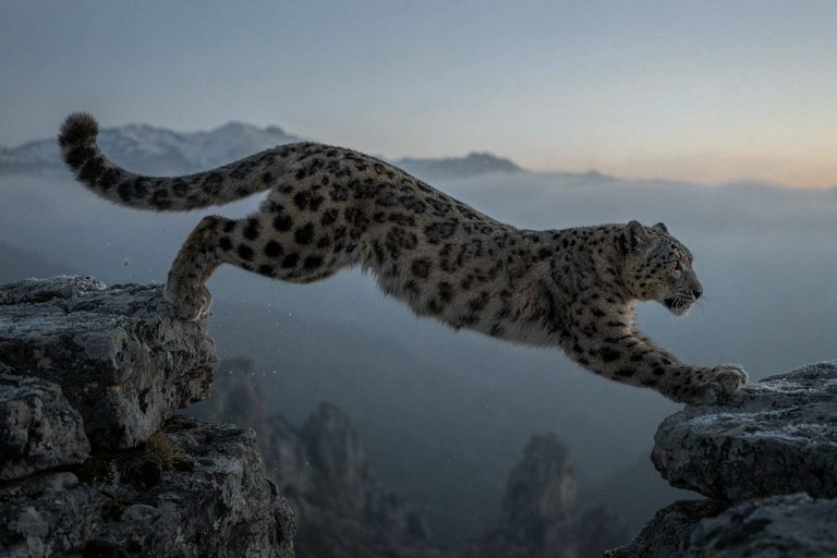 P-Image Ideogram: Snow Leopard Leap