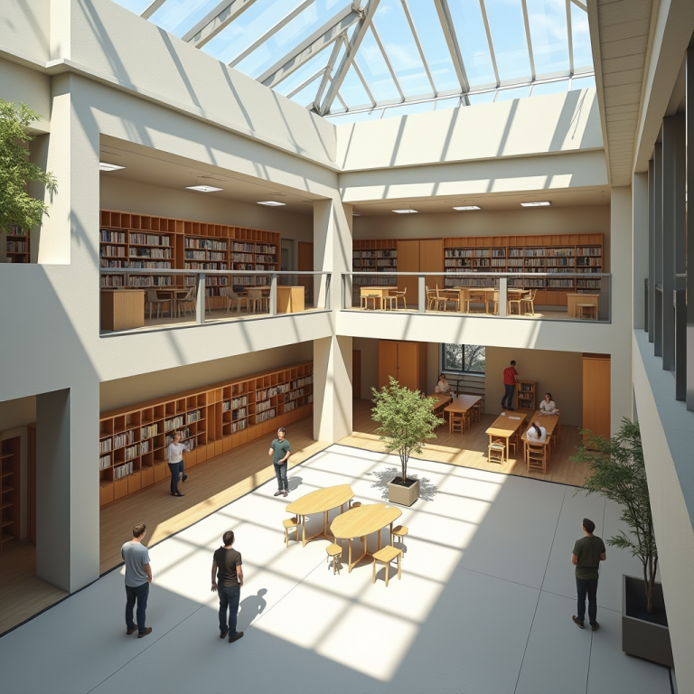 FLUX.1 Dev: Courtyard Library Cutaway