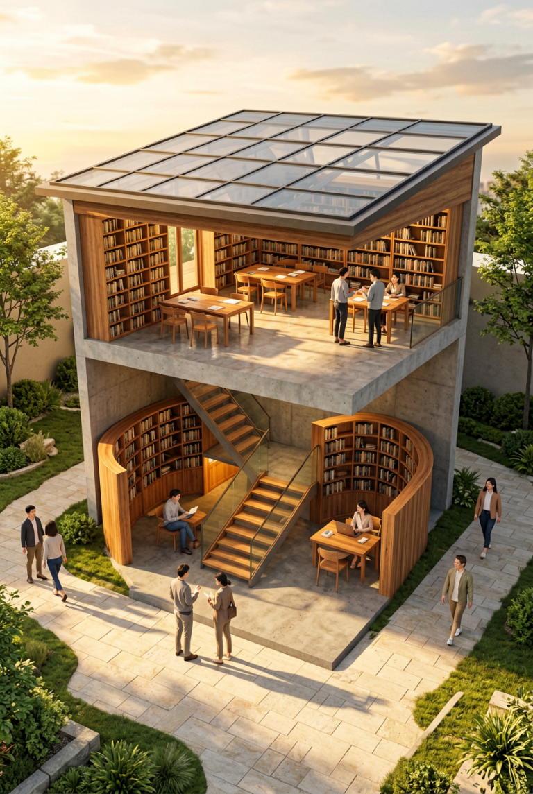 ERNIE Image Turbo: Courtyard Library Cutaway