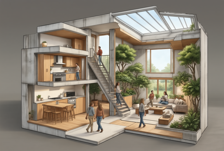 SenseNova U1 8B: Terraced Atrium House
