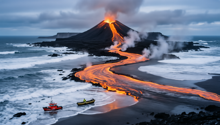SenseNova U1 8B: Erupting Volcano Coast