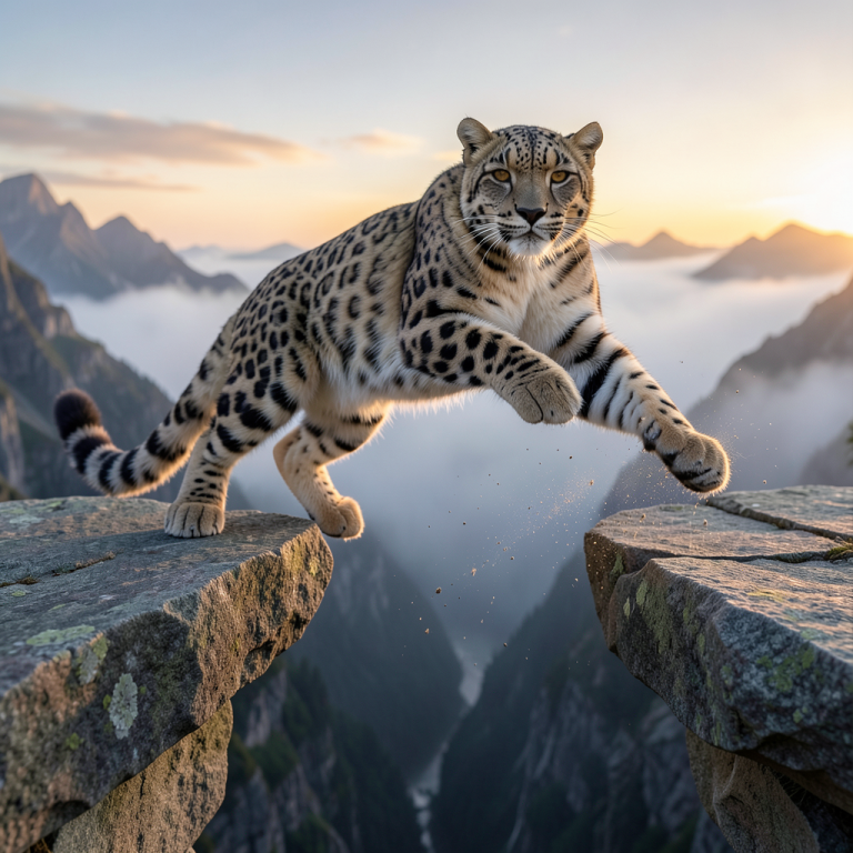FLUX.2 Klein 4B: Snow Leopard Leap