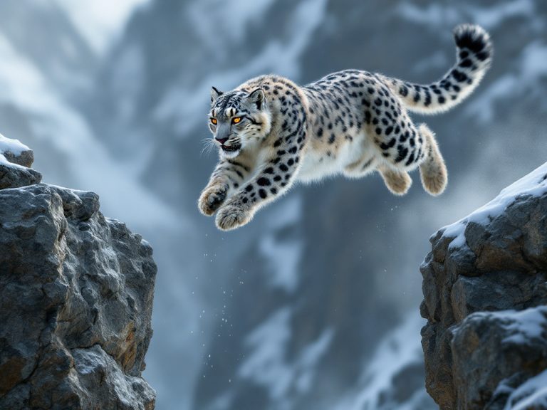 FLUX 1.1 Pro: Snow Leopard Leap