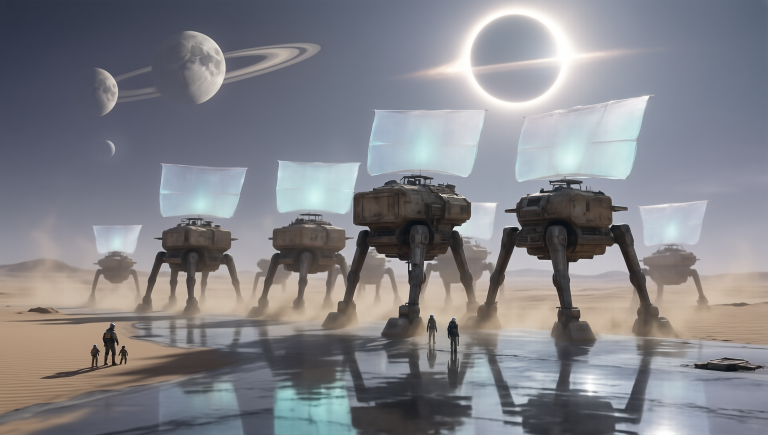 SenseNova U1 8B: Orbital Caravan Eclipse