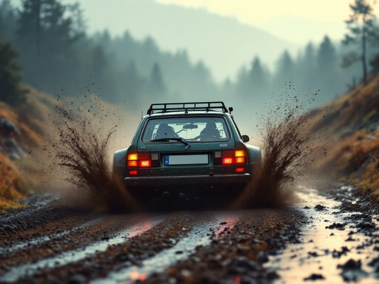 FLUX 1.1 Pro: Wet Gravel Rally Wagon