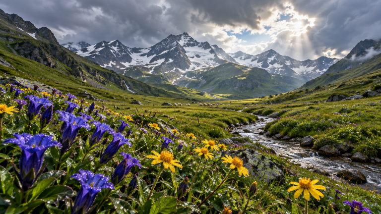 GPT Image 2.5 Flare: Alpine Wildflower Valley