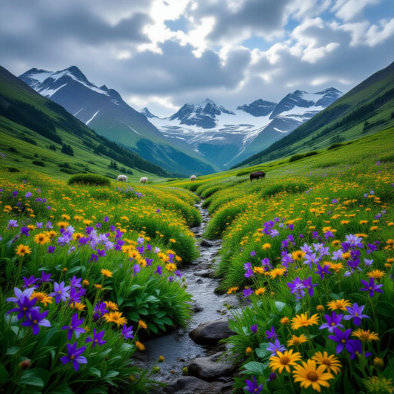 HiDream I1 Fast: Alpine Wildflower Valley