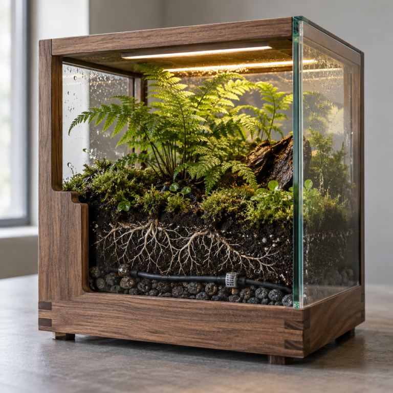 GPT Image 2.5 Sunburst: Cutaway Terrarium Desk