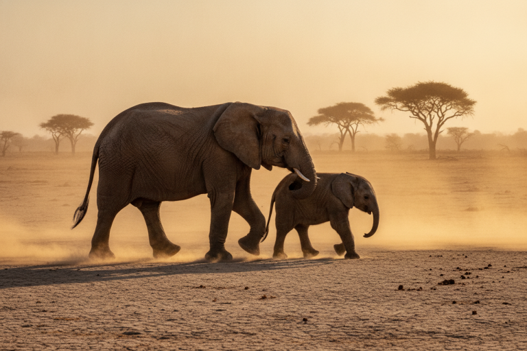 Nano Banana: Elephant Dust Crossing