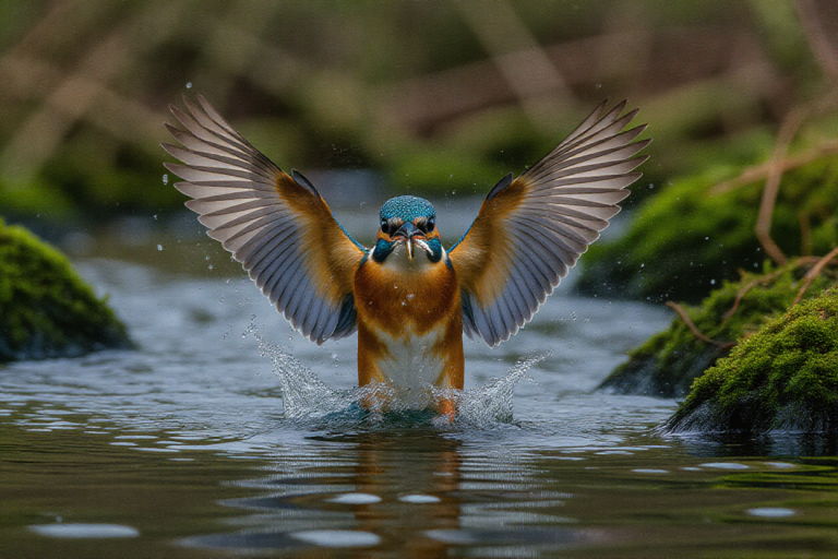 HiDream I1 Dev: Kingfisher River Dive