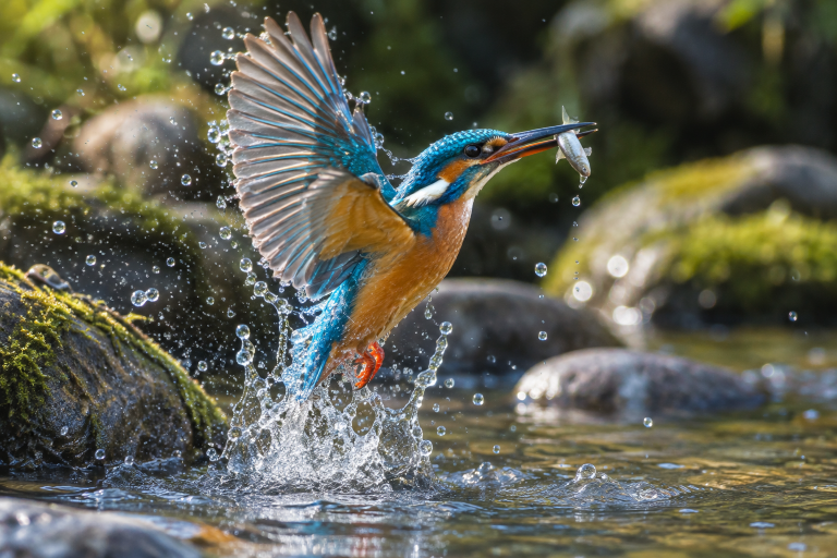 GPT Image 2.5 Flare: Kingfisher River Dive