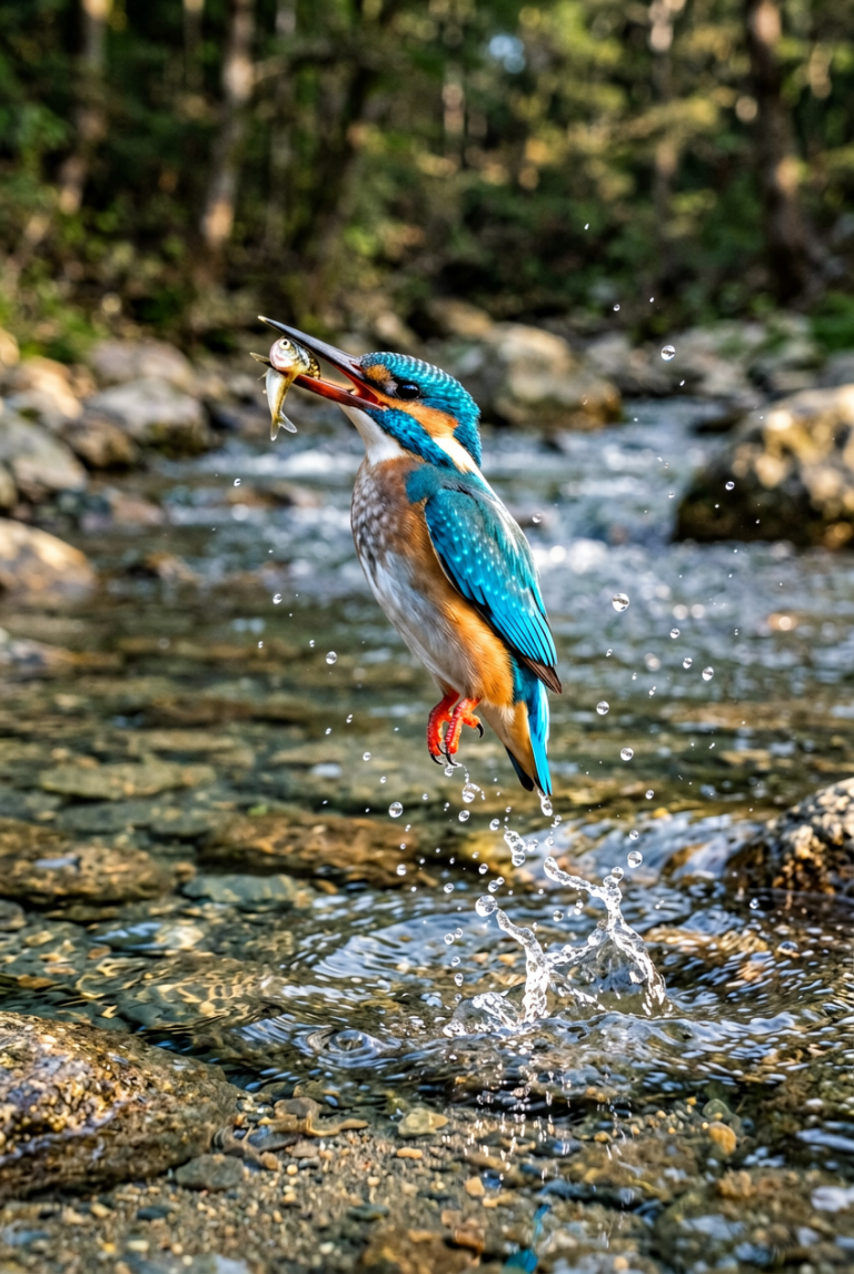 ERNIE Image Turbo: Kingfisher River Dive