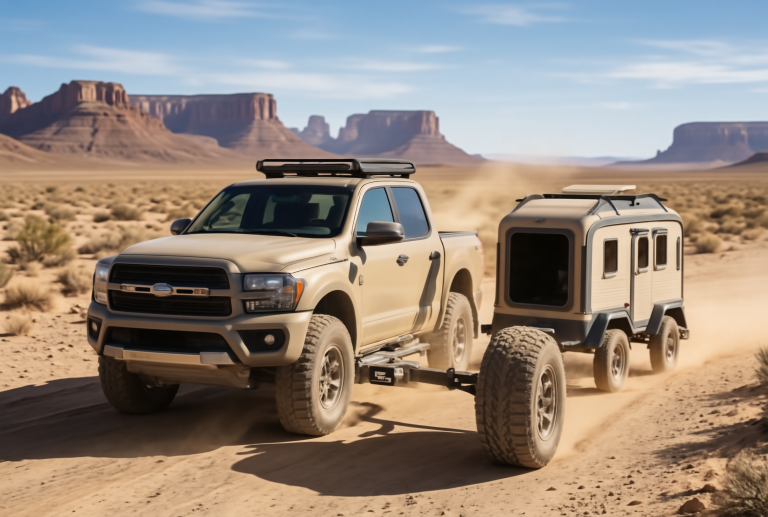 SenseNova U1 8B: Desert Tow Rig